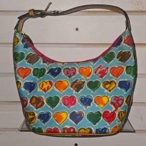 Vintage Dooney & Bourke Multicolor Heart Hobo Bag